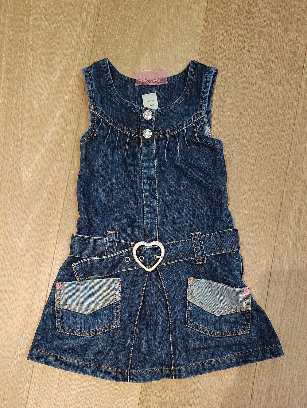 Guess Denim Romper Dress with Heart Belt - Blue